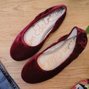 Sam Edelman Red Velvet Fritz Ballet Flats